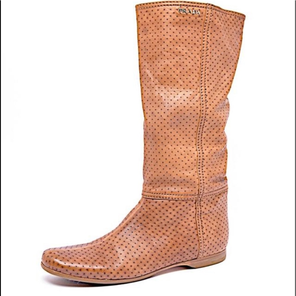 Prada leather scrunch boots